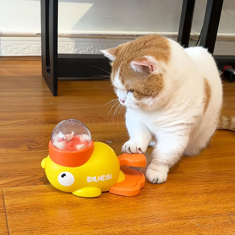 Dog Puzzle Feeder Toy - ของเล่นฝึกสุนัขรูปเป็ดสีเหลืองแบบมีปฏิสัมพันธ์ ทำจากพลาสติกทนทาน ใช้สำหรับใส่ขนม ของเล่นพัฒนาสมอง ช่วยให้สุนัขกินอาหารอย่างช้าๆ ของเล่นเพื่อความบันเทิงสำหรับสุนัข