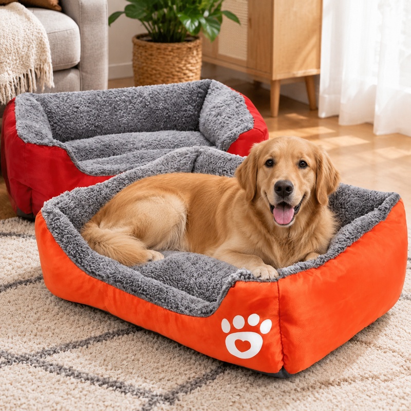 Interactive Squeaky Plush Dog Toy - เบาะนอนนุ่มสบายสำหรับแมวและสุนัขตัวเล็ก เหมาะสำหรับลูกสุนัขและสุนัขพันธุ์เล็ก